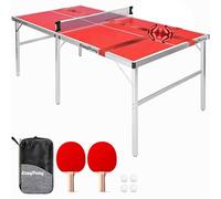 Original Cup EasyPong | Red Ping Pong Table | 182x91cm | Premium Quality | Easy to Carry | Stable | Ideal for Outdoor & Indoor | 2 Rackets + 4 Balls | Table Tennis | 100% Fun