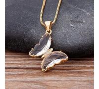 Original Design 12 Colors Charm Crystal Butterfly Pendant Necklaces For Women Trendy Party Wedding New Year Jewelry