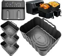 Original™ Design Keplin 9L Silicone Liners 4-Pack | 2.5mm Thick, Convex Base, Non-Stick & Dishwasher Safe | 2PCS Reusable 9L Air Fryer Liners | Keplin Silicone Liners | by iStock Ltd