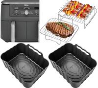 Original™ Design Ninja DZ400UK Accessories | 2 Silicone Liners & 2 x 304 Stainless Steel Racks + 4 Skewers | Non-Stick, Dishwasher Safe | 8PCS DZ400UK Accessories | by iStock Ltd