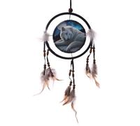 Original Dreamcatcher Little Wolf Guardian of The North, Mixed, Height 16cm Width 16cm Depth 1cm