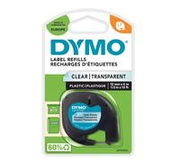 Dymo 12mm LetraTAG Plastic Tape Black on Clear