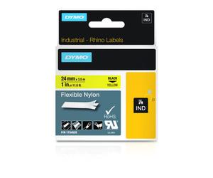 Original Dymo 1734525 Black on Yellow 24mm x 3.5m Industrial Flexible Nylon Labe