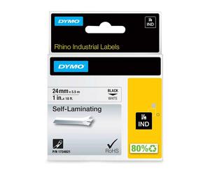 Original Dymo 1734821 Black on White 24mm x 5.5m Industrial Self-Laminating Labe