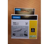 ORIGINAL DYMO 18051 BLACK ON WHITE 6mm x 1.5m HEAT SHRINK NON ADHESIVE TUBING...