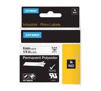 Original Dymo 1805442 Black On White 6mm Permanent Polyester Tape Cartridge