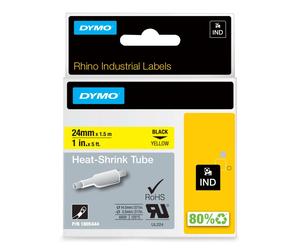 Original Dymo 1805444 Black on Yellow 24mm x 1.5m Industrial Heat-Shrink Label T