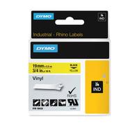 DYMO Rhino Vinyl Polyester Labels Industrial 19mm x 5.5m Black Print on Yellow