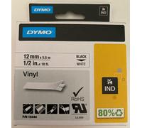 Original Dymo 18444 Black On White 12mm x 5.5m Vinyl Adhesive Tape (S0718600)