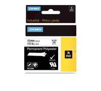 Original Dymo 18483 Black On White 12mm x 5.5m Industrial Permanent Polyester La