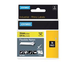 Original Dymo 18491 Black On Yellow 19mm Flexible Nylon Tape Cartridge S0718090