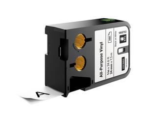 Original Dymo 1868753 Black On White 24mm Vinyl Adhesive Labelling Tape