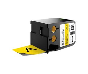 Original Dymo 1868775 Black On Yellow 54mm Vinyl Adhesive Labelling Tape