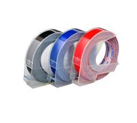 Original Dymo 3 Pack Red/Blue/Black Embossing 9mm Label Tape Roll S0847750