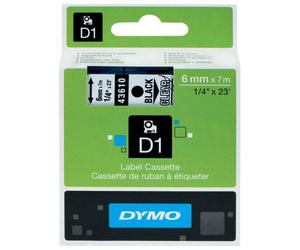 Original Dymo 43610 Black on Clear 6mm x 7m D1 Label Cartridge (S0720770)