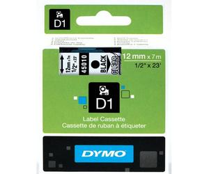 Original Dymo 45010 Black on Clear 12mm x 7m D1 Label Cartridge (S0720500)