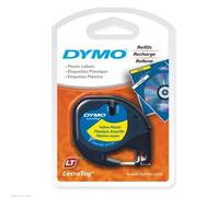 Dymo LT S0721620 / 91202 Authentic LetraTag Label Tape Self Adhesive Black Print on Yellow 12 mm x 4m
