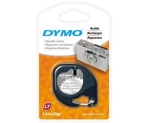 Original Dymo 91208 LetraTag 12mm Silver Metallic Labelling Tape (S0721730)
