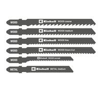 Original Einhell 10 Piece Jigsaw Blade Set (Jigsaw Accessory, T Shank, for Wood and Metal, Includes Storage Box)
