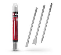 Original Einhell 3-Piece SDS Max Chisel Set, 400 mm (with Pointed Chisel, 25 mm Wide Flat Chisel and 40 mm Wide Spade Chisel Made of Durable 40Cr Steel for Demolition and Renovation Work)