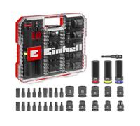 Original Einhell Impact 32-piece socket set (18x 30 mm Kraftbits, 9x 40 mm sockets, 3x 80 mm sockets, S2 and CrMo steel, plastic sleeve, automotive)