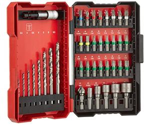 Original Einhell 39-Piece Bit and Drill Bit Set (8x Drills, 24x Bit, 5x Socket Spanner Insert, 1x Countersink, 1x Quick Change Bit Holder, Includes Storage Box)