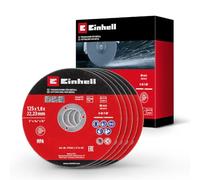 Original Einhell 5-Pcs. Thin Cutting Disc Set for Metal, Ø 125 mm (1 mm Thick, MPA-Certified, Long Service Life, Precise, Low-Burr Cuts, for Angle Grinders)
