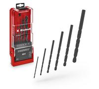 Original Einhell 6-Piece HSS-R Metal Drill Bit Set (HSS 4241 Steel, Black Burnished, 135° Drill Point, Roll-Forged Type N Spiral, Round Shank Incl. Storage Box)
