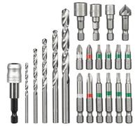 Einhell 22-Piece HSS Drill & Screwdriver Bit Set – 1/4" Hex, Storage Box