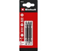 Original Einhell Double Bit Set, 3 Pieces, 65 mm, PH/SL (Chrome Vanadium, Versatile Drives, E 6.3 Shank)