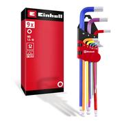 Original Einhell Hex Key Set 9-Piece (S2 Steel, Ball End, Dual Head, Sizes 1.5-10 mm, Folding Holder, Versatile Use)