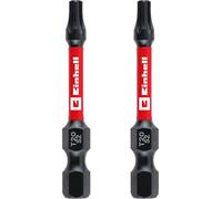 Original Einhell Impact Bits, 2 Pieces, 50 mm, T20 (S2 Steel, Torsion Zone, Efficient Power Transmission, Red Colour Ring, C 6.3 Shank)