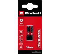 Original Einhell Impact Bits with Double Torsion, 2 Pieces, 30 mm, PZ2 (S2 Steel, High Durability, Double Torsion Effect, Red Colour Ring, C 6.3 Shank)