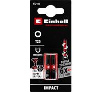 Original Einhell Impact Bits with Double Torsion, 2 Pieces, 30 mm, T25 (S2 Steel, High Durability, Double Torsion Effect, Red Colour Ring, C 6.3 Shank)