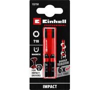 Original Einhell Impact Bits with Double Torsion, 2 Pieces, 60 mm, T10 (S2 Steel, High Durability, Double Torsion Effect, Red Colour Ring, E 6.3 Shank)