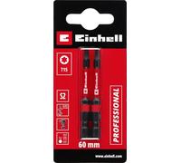 Original Einhell Impact Bits with Double Torsion, 2 Pieces, 60 mm, T15 (S2 Steel, High Durability, Double Torsion Effect, Red Colour Ring, E 6.3 Shank)
