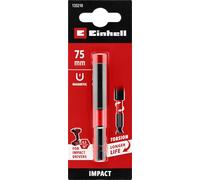Original Einhell Impact Magnetic Bit Holder with 1/4 Inch E 6.3 Shank, 75 mm (Chrome Vanadium, Torsion Zone, Stainless Steel Sleeve, Permanent Magnet, Red Colour Ring)