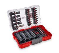 Original Einhell M-CASE 35-Piece Impact Bit and Socket Set (25 mm Bits, 50 mm Bits, Hexagon Sockets, Long Sockets, Socket Adapter, 60 mm Bit Holder Incl. Storage Box)