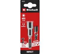 Original Einhell Magnetic Impact Hex Socket Spanner with 1/4 Inch E 6.3 Shank, 11 mm (Chrome Vanadium, Torsion Zone, Permanent Magnet, Red Colour Ring)