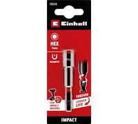 Original Einhell Magnetic Impact Hex Socket Spanner with 1/4 Inch E 6.3 Shank, 7 mm (Chrome Vanadium, Torsion Zone, Permanent Magnet, Red Colour Ring)
