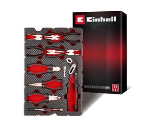 Original Einhell Pad Pliers Set 9 pcs (Snap Ring-, Water Pump-, Combination-, Long Nose Pliers, Side Cutter, Telescopic Magnet, E-Case System)