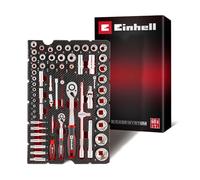 Original Einhell Pad Socket Wrench and Ratchet Set 60 pcs (Reversible Ratchets, Spark Plug Sockets, Hex Sockets, E-Profile, Tight Space Accessories, E-Case System)