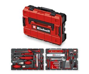 Original Einhell Renovation Tool Case E-Case 78 pcs (Home Repair Set, Drill Bits, Caulking Tools, Pliers, Spatula, Level, Storage Case)