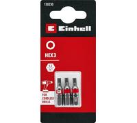 Original Einhell Standard Bits 3 Piece 25mm Hex 3 (Chrome Vanadium, Precision Screws, Good Control, Red Color Ring, C 6.3 Shank)