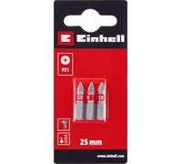 Original Einhell Standard Bits 3 Piece 25mm PZ1 (Chrome Vanadium, Precision Screws, Good Control, Red Color Ring, C 6.3 Shank)