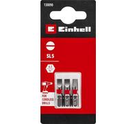 Original Einhell Standard Bits 3 Piece 25mm Slot 5 (Chrome Vanadium, Precise Screws, Good Control, Red Color Ring, C 6.3 Shank)