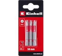 Original Einhell Standard Bits 3-Piece 50mm PH1 (Chrome Vanadium, Precision Screws, Good Control, Red Colour Ring, E 6.3 Shank)