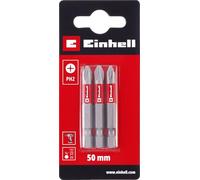 Original Einhell Standard Bits 3-Piece 50mm PH2 (Chrome Vanadium, Precision Screws, Good Control, Red Colour Ring, E 6.3 Shank)