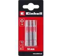 Original Einhell Standard Bits 3 Piece 50mm T20 (Chrome Vanadium, Precision Screws, Good Control, Red Colour Ring, E 6.3 Shank)