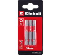 Original Einhell Standard Bits 3 Piece 50mm T40 (Chrome Vanadium, Precision Screws, Good Control, Red Colour Ring, E 6.3 Shank)